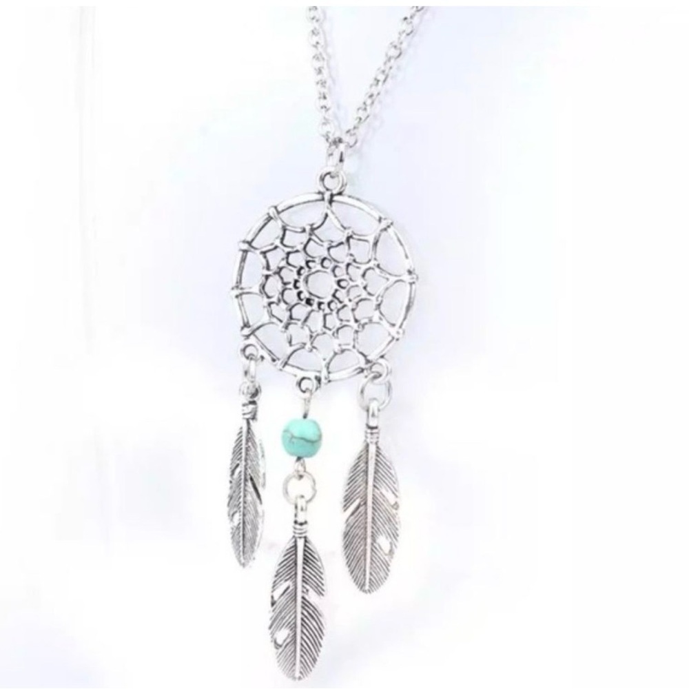 Be Still Boutique Silver Dreamcatcher Necklace with Blue Accent - Picture 3 of 8